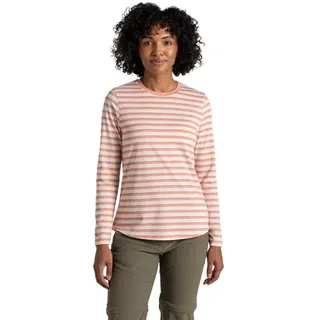 Craghoppers Langarm-T-Shirt Clay Stripe Rosa/Orange 38