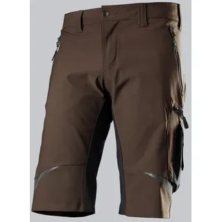 BP 1863-620-4832-56n Super-Stretch-Shorts für Männer, Schlanke Silhouette mit höherer Taille am Rücken, 250,00 g/m2 Stoffmischung mit Stretch, braun/schwarz, 56n