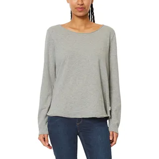 Marc O'Polo Denim Damen Langarmshirt aus Bio-Baumwolle mit U-Boot-Ausschnitt, Grau (Grau), L