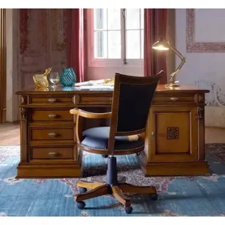 Luxus Washington Büro Set Italienische Möbel Büro 3tlg. Barock Rokoko Schrank - Braun
