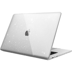 Fintie Hülle Kompatibel mit MacBook Air 15 Zoll A3114 A2941 M3 M2 (2024-2023 Freisetzung), Ultradünne Hartschale Schutzhülle Snap Case Kompatibel mit MacBook Air 15,3" Retina, Transparent(Glitzer)