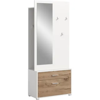 xonox.home Garderobe 80x190x38 cm Weiß/Eiche