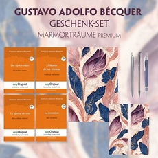 Gustavo Adolfo Bécquer Geschenkset - 4 Bücher (mit Audio-Online) + Marmorträume Schreibset Premium