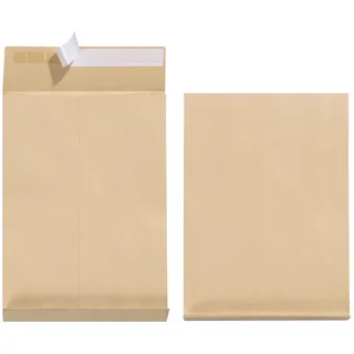 Herlitz Faltentasche B4 130 g Haftklebend, Falte 4 cm, 5-er Packung, eingeschweißt, braun