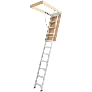 Vevor Bodenleiter, Tragkraft 170 kg, Dachbodenleiter höhenverstellbar von 3 bis 3,13 m, Faltbare Dachbodentreppe aus Aluminium, Ideal für Dachbodenzugang, Balkonen im Obergeschoss