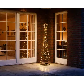 LED Metall-Tannenbaum | mit warmweißen LED beleuchtet | Lichterbaum - Weihnachtsbaum für den Innen und geschützten Außenbereich (180 cm / 160 LED) - Weiß