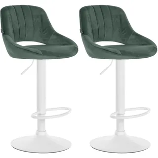 CLP Barhocker 2er Set Samt grün , Grün , Textil , 47x85x48 cm , Esszimmer, Barmöbel, Barhocker