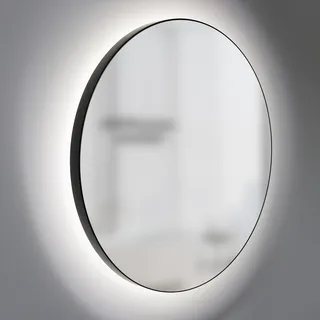 Talos LED Badspiegel – Wandspiegel 60 cm mit umlaufender LED-Hinterleuchtung, 5 mm Spiegelglas, Aluminiumrahmen matt schwarz, 4200K neutralweiß, IP44