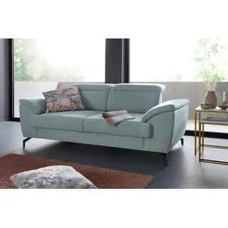 sit&more Percy 12 cm Fußhöhe 2-Sitzer Blau