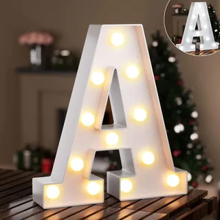 LED Buchstaben Lichter Alphabet,Led Leuchtbuchstabe mit Warmes & Kaltes Weiß,LED Brief Beleuchtung Buchstaben Nacht Lichter Dekoration für Geburtstagsfeier, Hochzeit, Kinderzimmer, Buchstaben A