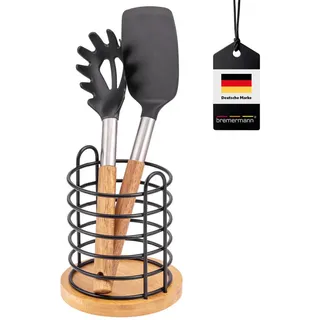 bremermann Küchenutensilienhalter, schwarz , Holz , 13x15.5x13 cm , Küchenzubehör, Küchenhelfer, Küchenutensilien