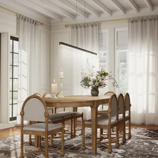 YUENFONG LED Pendelleuchte Moderne Hängelampe Esstisch Linear Design Hängeleuchte mit Fernbedienung, Kücheninsel Leuchten Pendellampe Kronleuchter Esszimmerlampe Hängend (60W, Dimmbar) - Weiß