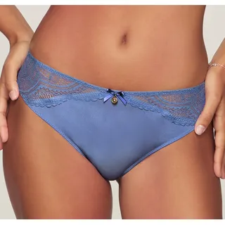 Tanga NUANCE BY LASCANA "Vivianna", Damen, Gr. 44/46, blau (kornblumenblau), Microfaser, Obermaterial: 88% Polyamid, 12% Elasthan, figurbetont, Unterhosen Tanga, mit feinen Spitzen-Details