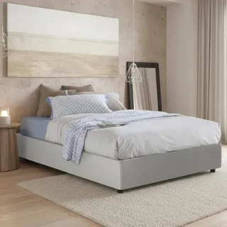 Talamo Italia - Doppelbett Giada, Bettkasten mit Kunstlederbezug, 100 % Made in Italy, Öffnung vorne, geeignet für Matratzen 160 x 200 cm, Weiß