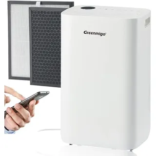 Greenmigo 25L WiFi Luftentfeuchter mit Fernsteuerung,Ionisator,HEPA-Filter,Aktivkohlefilter,Raumentfeuchter Entfeuchter bis 70m2,4.5L Wassertank,Digitaler Feuchtigkeitsanzeige,Timer ALPHA-Q25 Pro WiFi