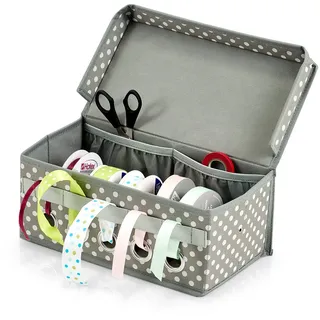 Zeller Geschenkband-Organizer grau/weiß 29,0 x 15,0 x 12,0 cm