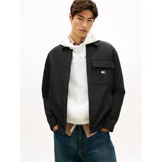 Hemdjacke TOMMY JEANS "TJM PADDED TECH CORD", Herren, Gr. XXL (58), schwarz, Cord, Obermaterial: 82% Baumwolle, 18% Polyamid, regular fit normal, Manschette, Jacken Hemdjacke, Overshirt, lockere Form, wattiert