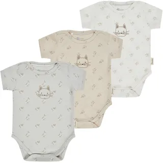 Sterntaler Baby Body 3er Pack – Mädchen – Body Mehrfachpack mit durchgehendem Schulterknopfverschluss und Kurzarm – Jerseybody mit Motiv Blumen und Katze Print – Farbe Mehrfarbig – Größe 62