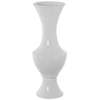 DRW Bodenvase mit Keramikfuß, Weiß, glänzend, 80 x 26 x 26 cm