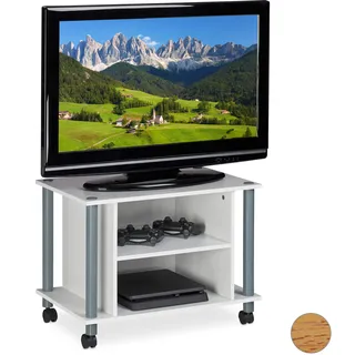 Relaxdays TV Tisch Lowboard 45 x 60 x 40 cm Weiß/Silber Holzwerkstoff