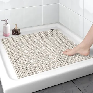 Duschmatte rutschfest 60x60cm: Antirutschmatte für die Dusche mit Saugnäpfen BPA-frei - Faltbare und zuschneidbare Duscheinlage rutschfest schimmelresistent
