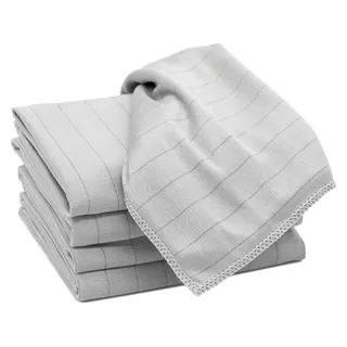 ZOLLNER 5er Set Microfaser Gläsertücher, Fenstertücher, 40x60 cm, grau