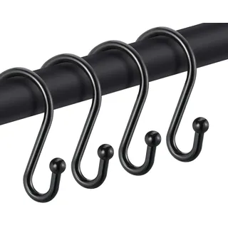 CHICTIE Duschvorhang-Haken, Set mit 12 Metall-S-Haken, schwarz, dekorative Duschvorhänge, Premium-Edelstahl, rostfreie Haken für Badezimmervorhänge, Küchenutensilien, Pflanzen etc.