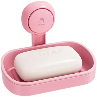 TAILI Seifenschale mit Ablauf für Badezimmer, MAX Halten 3 KG, Seifenschalen ohne Bohren, Seifenhalter Wandmontage, Seifenhalter mit Saugnapf für Dusche, Küche Schwammhalter, Plastik in Rosa
