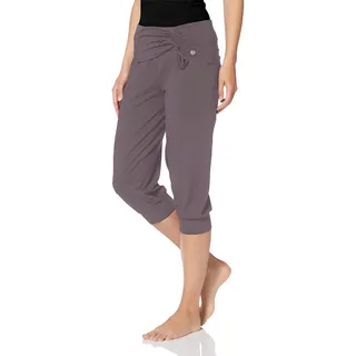 Yogahose OCEAN SPORTSWEAR "Soulwear - 3/4 Yoga Pants", Damen, Gr. 48, N-Gr, grau (taupe), Obermaterial: 95% Baumwolle, 5% Elasthan, bequem 3/4-Länge, Hosen Yogahose, Komfortabler Umschlagbund mit seitlicher Raffung, Topseller