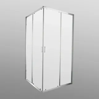 WELLTIME New Summer Eckdusche mit Schiebetür 100 x 190 cm silber Milchglas