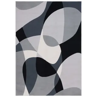 SAFAVIEH Modern Teppich für Wohnzimmer, Esszimmer, Schlafzimmer - Odyssey Collection, Kurzer Flor, Grau und Schwarz, 122 X 183 cm