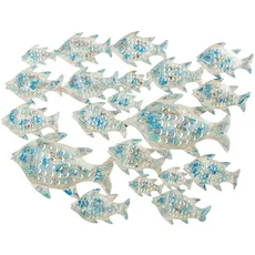 DRW Wandlampe einer Fischbank aus Eisen in Grau und Blau, 109 x 10 x 88 cm