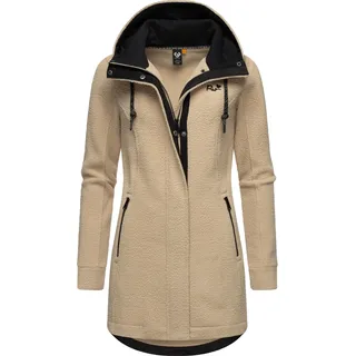 Kapuzensweatjacke RAGWEAR "Fellimitatmantel Letti Teddy-Fleece", Damen, Gr. XXL, beige (sand), Obermaterial: 100% Polyester PES. Futter: 100% Polyester PES., Sweatjacken Kapuzensweatjacke