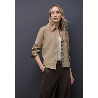STREET ONE Damen, 3412385 Cordbluse mit Tapedetails, flowing beige, - 42