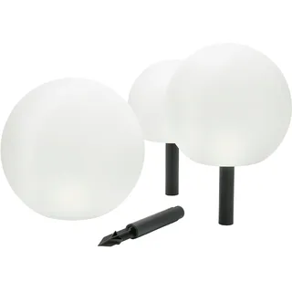 Lindby 3er Set LED Solarkugel aussen 20 cm, 25 30cm mit Erdspieß Solarlampe Leuchtmittel Solarleuchte Garten Gartenleuchte solar IP44 Tageslicht (6.500K)