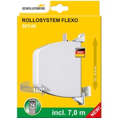 Schellenberg 50146 Rollladenaufwicklung FLEXO Mini weiß, klappbar, offen, für Rollläden, Lochabstand 15 cm bis 16,5 cm, 180° drehbar