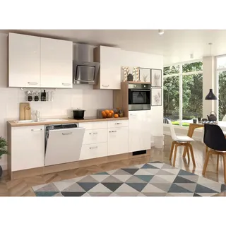 Flex-Well Küchenzeile Valero 280 cm Hochglanz Weiß