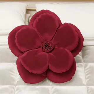 PETTI Artigiani Italiani - Blumenkissen aus Samt mit Füllung, Kissenbezüge für Schlafzimmer, Dekokissen in Blumenform, Samt Bordeaux Blume 1 Stück - Durchmesser 50 cm