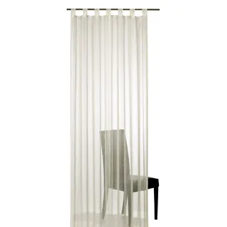 ELBERSDRUCKE halbtransparente Gardine Schlaufenschal Casa 09 beige 255 x 140 cm 151928 Vorhang mit Schlaufen für Wohnzimmer Schlafzimmer Flur Küche Büro