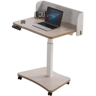 Hilodesk 80cm Mobiler Stehpult Elektrisch für Zuhause und Büro elektrisch höhenverstellbarer Stehschreibtisch, Mit Schallwand - Beige