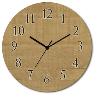 ARTLAND Wanddeko Wanduhr ohne Tickgeräusche aus Holz Funkuhr lautlos rund Ø 30 cm Holz hell U1UM Abstrakt Muster
