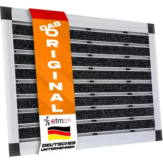etm fussmatte aussen - 42 x 60 cm - schmutzfangmatte, aus Alu -Verschiedene Modelle - rostfrei & wetterfest - Haustür fussmatte innen (Elegant Mat)