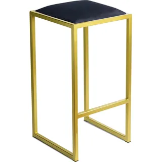 FERRO Barhocker 64 cm Gold - Schwarz – Moderner Metall Barstuhl ohne Lehne im Loft-Stil mit Gepolstertem Sitz - Gold, Schwarz
