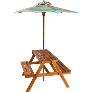 vidaXL Kinder-Picknicktisch mit Sonnenschirm 79x90x60 cm Akazienholz - Bronze