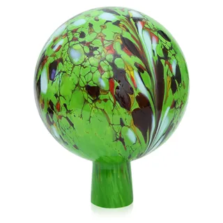 Glas Gartenball mit Granulat und Handgeformtem Design - Grün