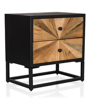 Mid.you Sideboard , Dunkelbraun , Holz , Tanne , 2 Schubladen , 49x50.5x32 cm , stehend , Holzmöbel, Kommoden Holz, Sideboards Holz