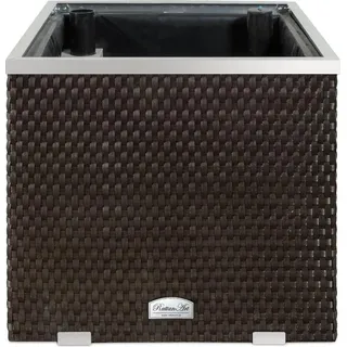 Pflanzenkübel mit Bewässerungssystem aus Rattan Dunkelbraun 50 x 50 x 43 cm - Dunkelbraun