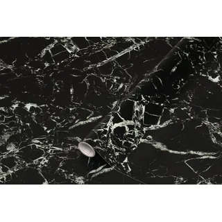 d-c-fix Möbel-Klebefolie Mamora black Marmor-Optik PVC-frei 67,5 cm x 1,5 m - Möbelfolie Küchenfolie selbstklebende Deko-Folie für Küche, Bad, Tisch, Kühlschrank Tischfolie wasserfest schwarz