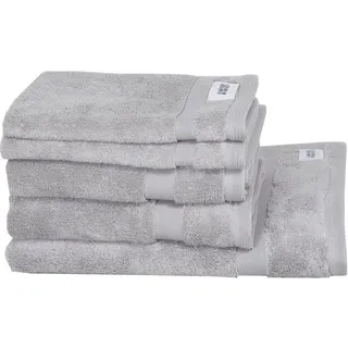 Schöner Wohnen Frottierset , Grau , Textil , 5-teilig , Uni , Oeko-Tex® Standard 100 , saugfähig, Aufhängeschlaufe, angenehm weich, hochwertige Qualität, schnelltrocknend , Heimtextilien, Badtextilien, Handtuchsets
