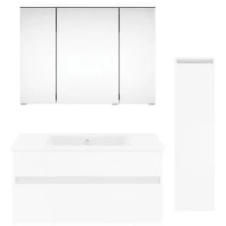 Puris Badezimmer , Weiß Hochglanz , Holzwerkstoff , 2 Schubladen , 120 cm , Goldenes M, Made in Germany , hängend , Badezimmer, Badmöbelsets & Badmöbelserien, Badmöbel-Sets